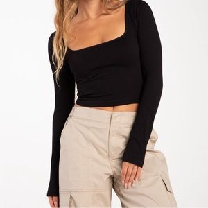ASOS Square Neck Long Sleeve Crop Top